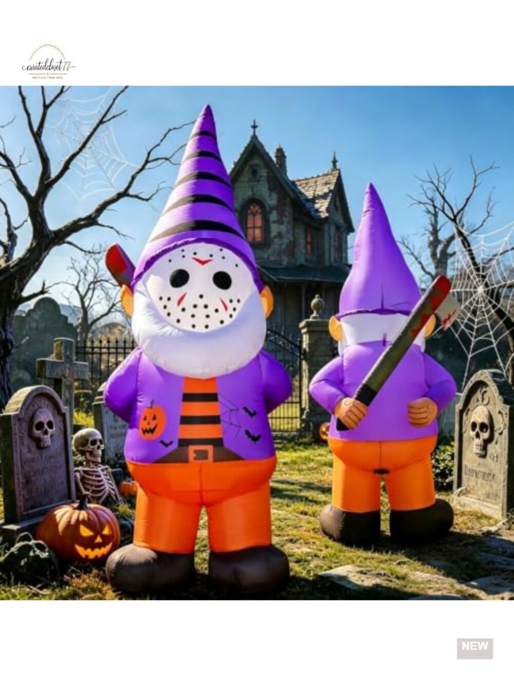 5FT Horror Gnome Inflatable Halloween Yard Decoration with LED Lights